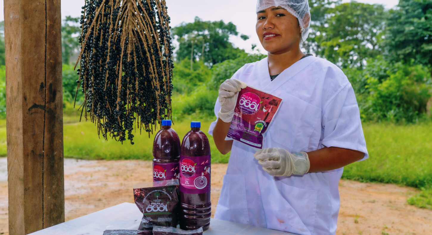 Productora asaí archivo IPHAE con productos transformados de asaí